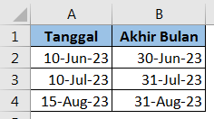 Menampilkan tanggal akhir bulan